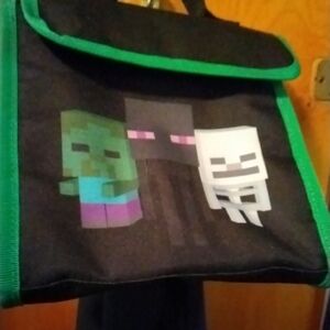 Minecraft Themed Kids Lunch Bag - Green and Black